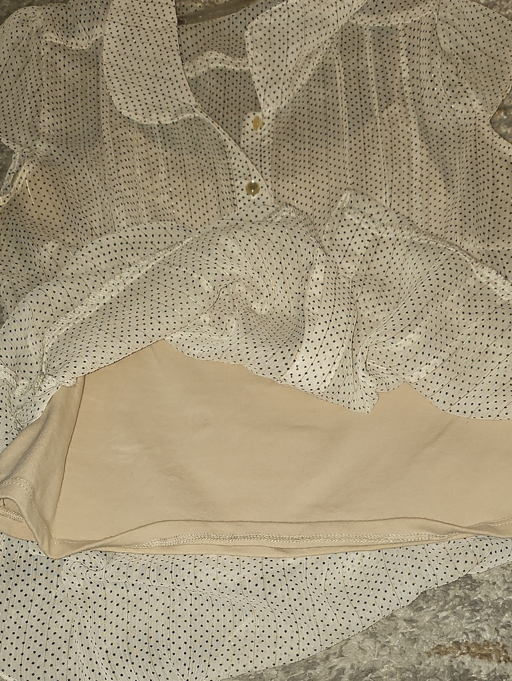 🟢 Polka Dot Cream Top With Cami - Picture 4 of 4